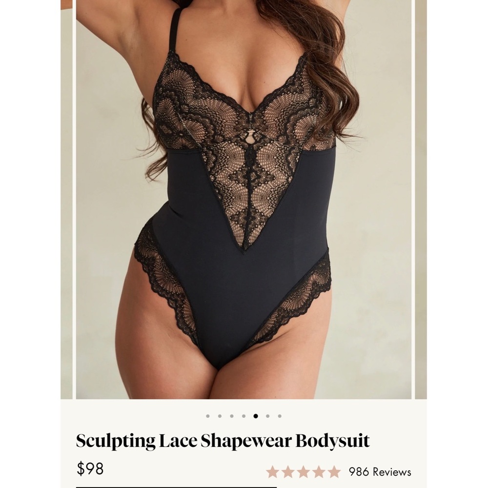 Sculpting Lace Shapewear Bodysuit - Black